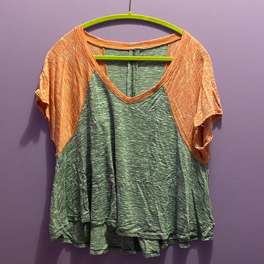 Orange & gray top